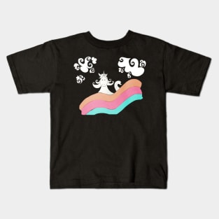 Rainbow Flying Carpet with Unicorn Kids T-Shirt